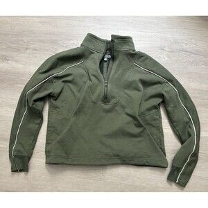 Title Nine Warmup Fleece Sweatshirt Jacket Womens  Green 1/4 Zip Outdoor small